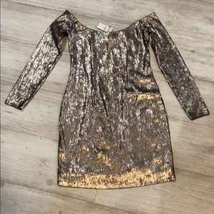 Express. Size small. Party dress. Sequins. Copper.